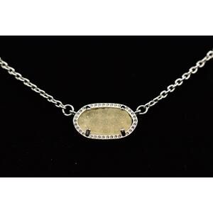 Kendra Scott Elisa Necklace Pendant Drusy Shimmer Silver Tone Signed BinBD